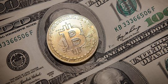 Bitcoin on Dollar Bills