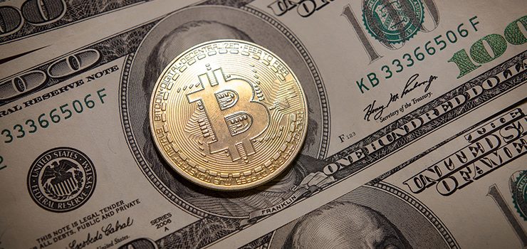 Bitcoin on Dollar Bills